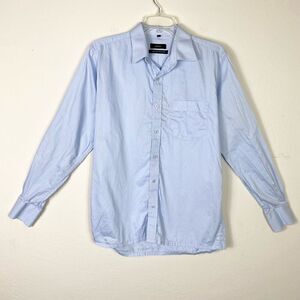 Genesis Men’s Light Blue Long Sleeve Button Up Dress Shirt Size 39